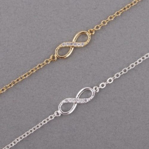 18K Gold Bracelet CZ Silver Infinite Friendship Bracelets