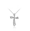 18K White Gold Cross Pendant Necklaces Crystal Jesus