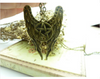 Antique Bronze / Silver Tone Supernatural Castiel Wings Pendant Necklace Charm