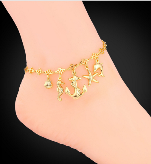 Sea Shell Dolphain Personalized Anklets