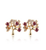 Flower Heart Stud Crystal Earrings